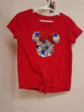 Disney Jumping Beans Red Short-Sleeve Sequin Minnie Tee with Front Knot